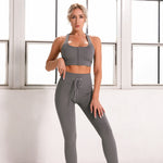 Solid Ribbed 2-Piece Set with Zip Top