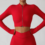 Solid Sport Long Sleeve Crop Top