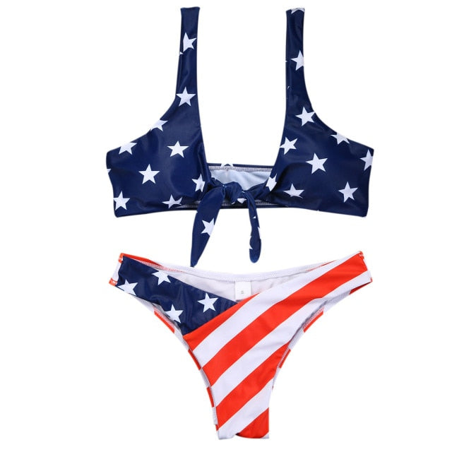 Reverse American Flag Scoop Neck Bikini