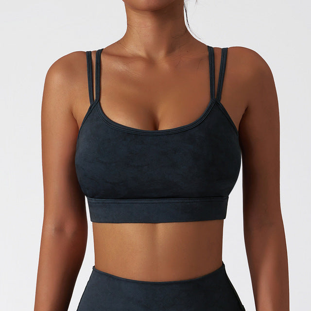 Ombré Sports Bra Women Shockproof Yoga Crop Top Push Up Breathable Fitness  Athletic Running Underwear (Color : Gray, Size : Medium)